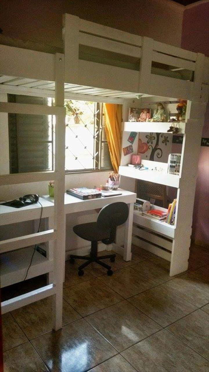 handmade wood pallet stair bed