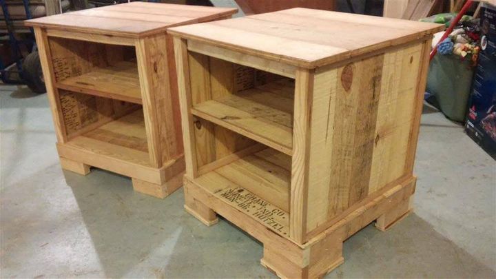 Reclaimed pallet night stand pair