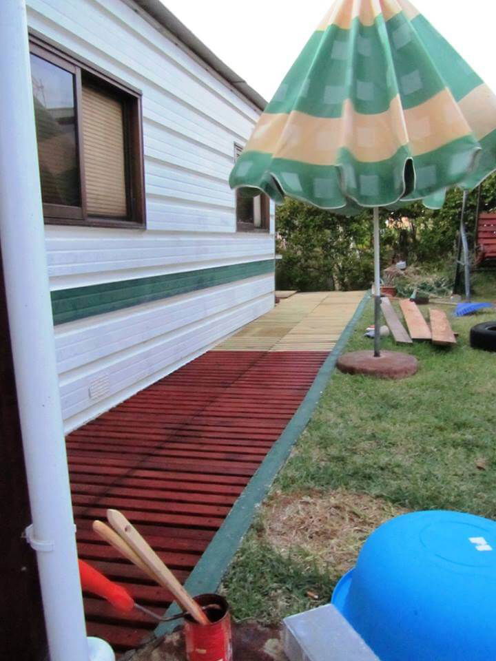 repurposed pallet wood walkway