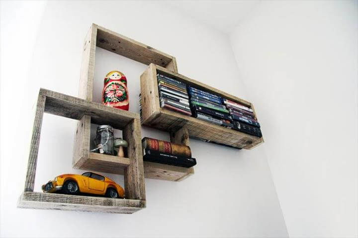 Repurposed pallet storage shelf