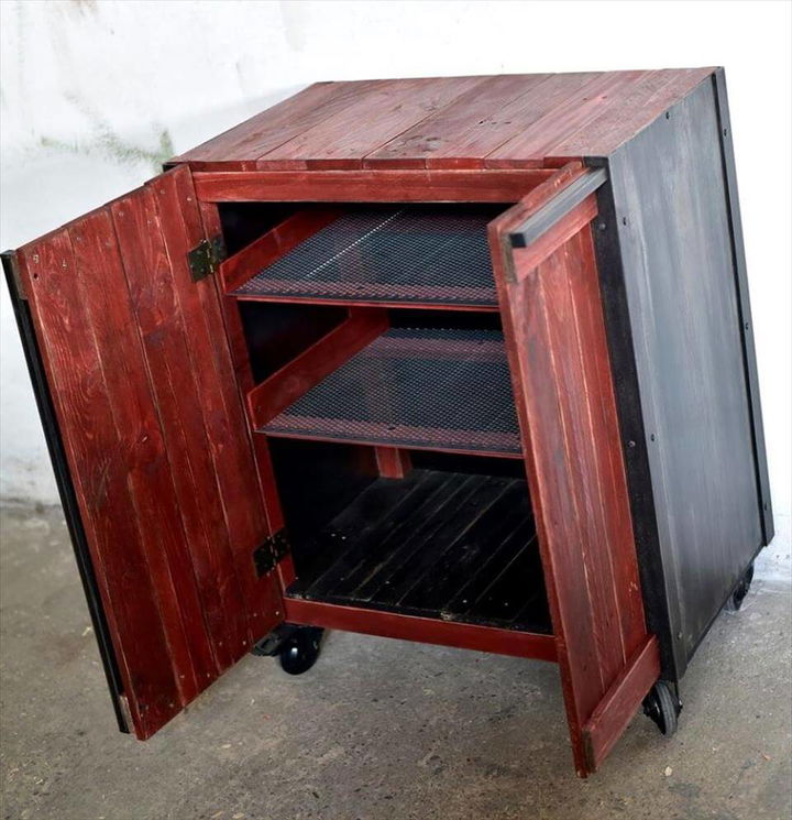 pallet storage cabinet with shelves