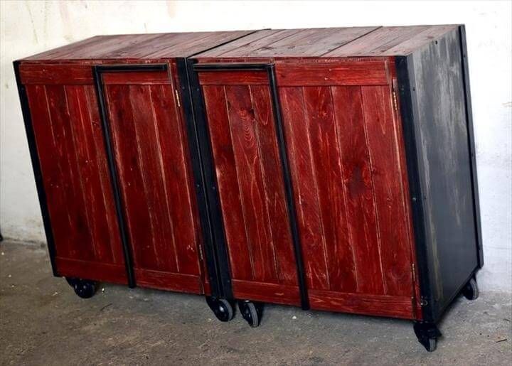 handmade pallet storage cabinets