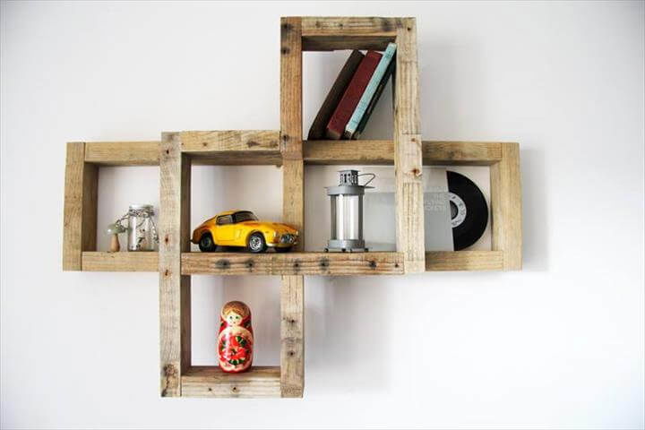 Reclaimed pallet storage shelf