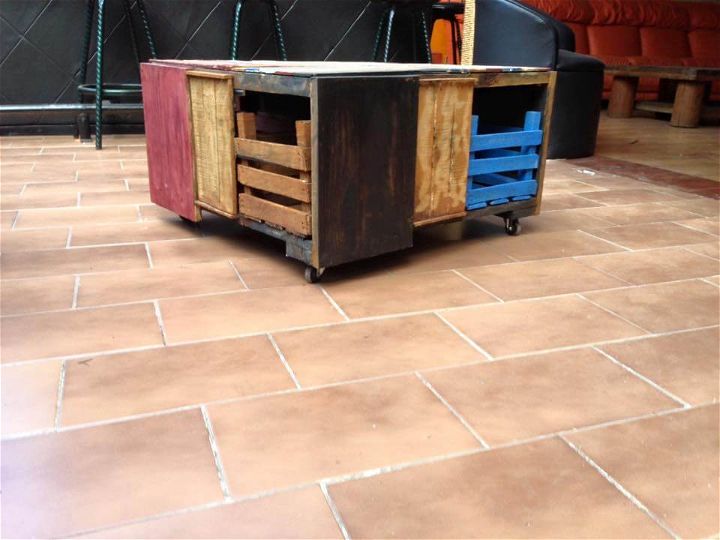 colorful pallet square shape coffee table