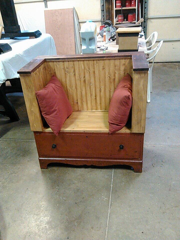Pallet dresser turned chair