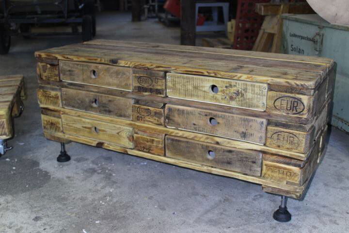 pallet coffee table with drawers