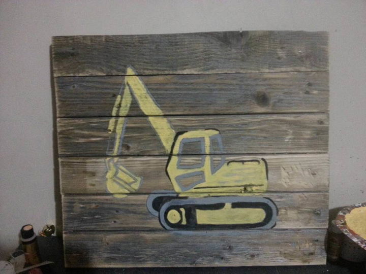 pallet sign art with bulldozet symbol