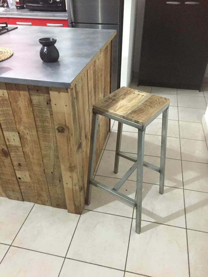 pallet and metal stool