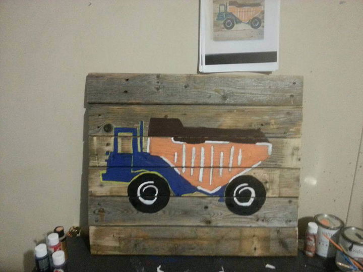 diy pallet sign art with car symbol