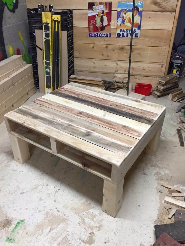 diy pallet square shape coffee table