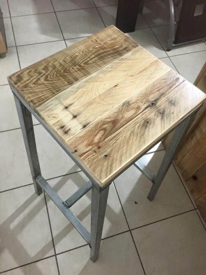 diy pallet and metal stool
