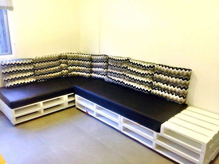 Recycled pallet sectional sofa