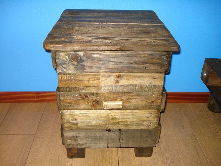 handmade wooden pallet nightstand or side table