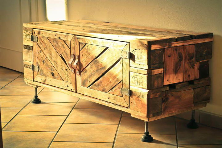 Recycled pallet cabinet unit