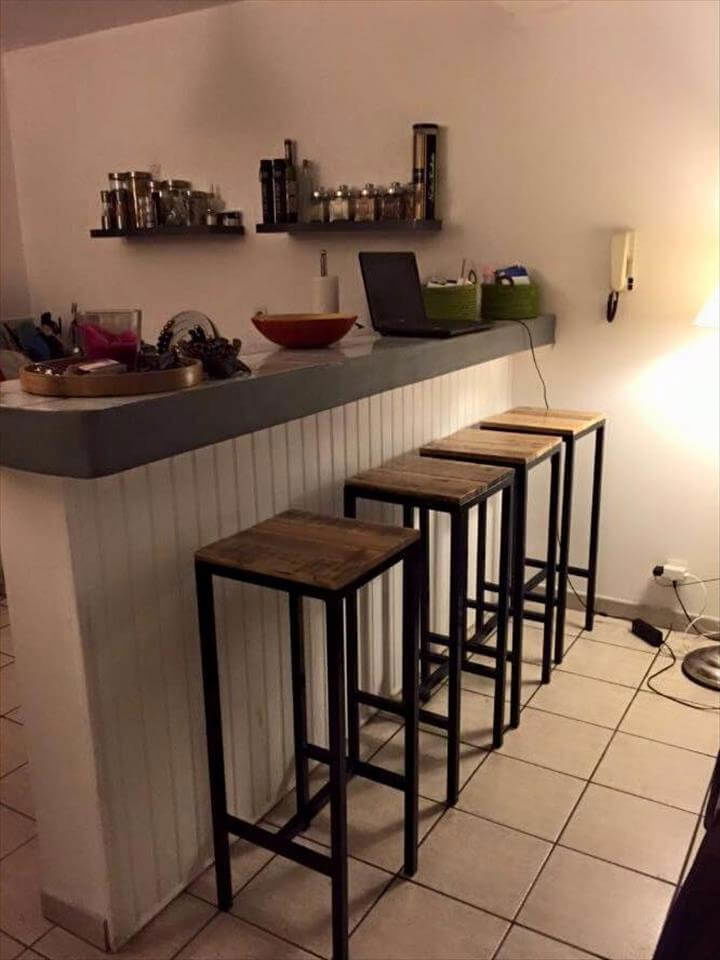 accent pallet and metal stool