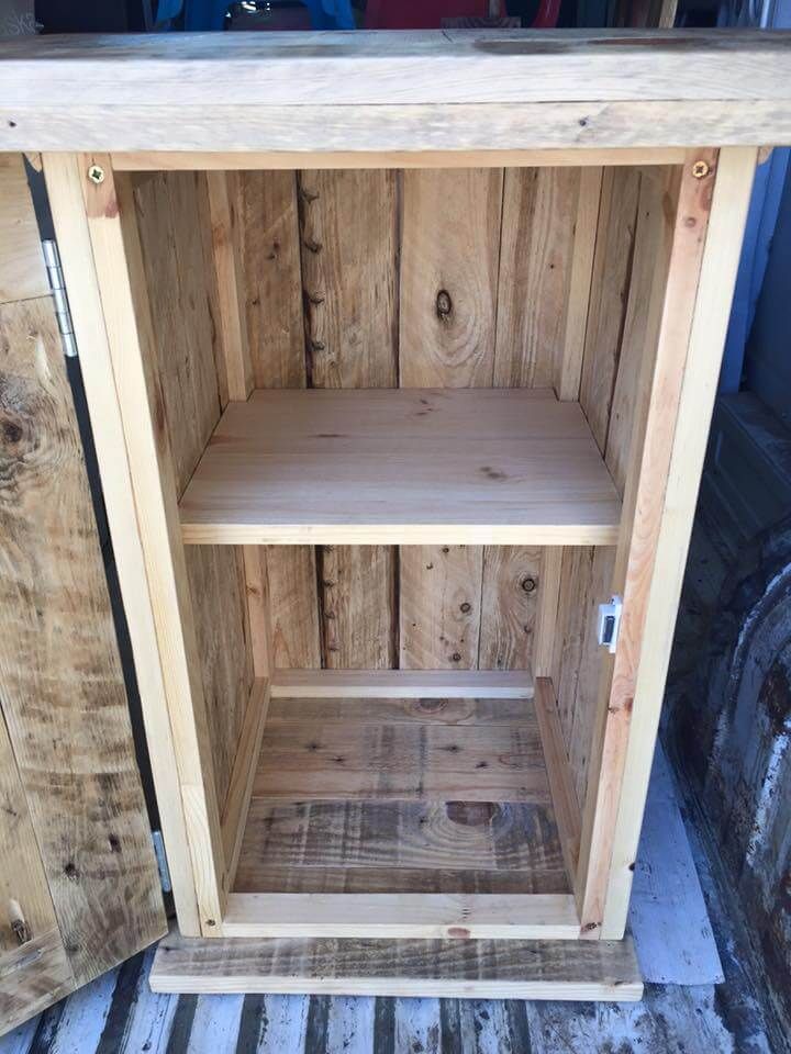pallet nightstand or side table with storage