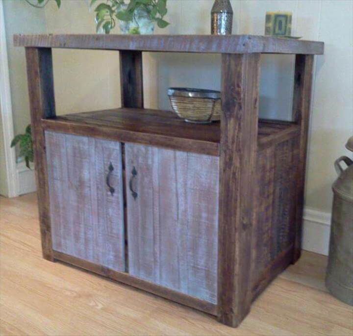 handcrafted wooden pallet vintage console table