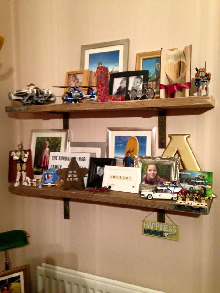 handcrafted wooden pallet display shelves