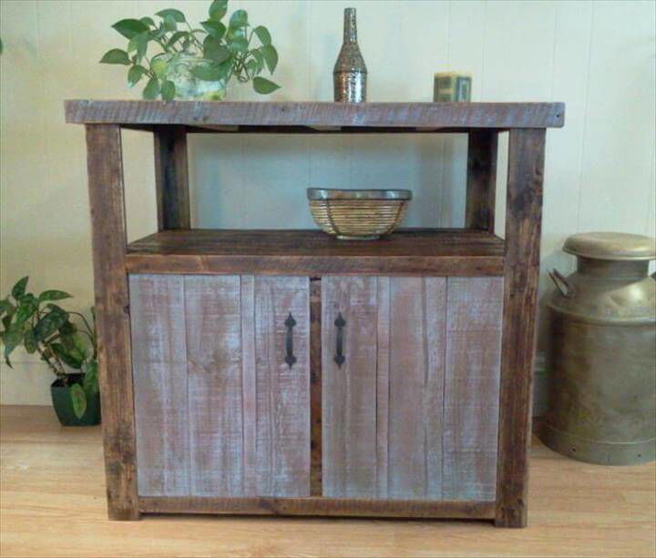 rustic pallet console table with storage