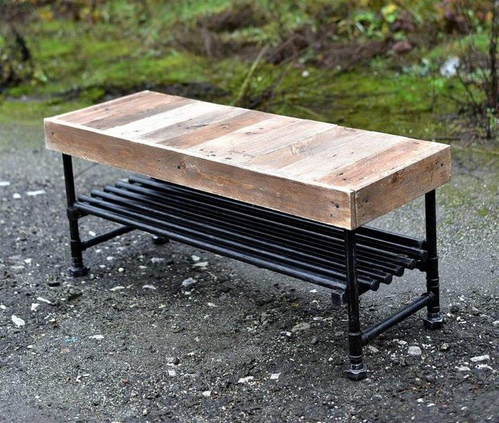 low-cost wooden pallet and metal table