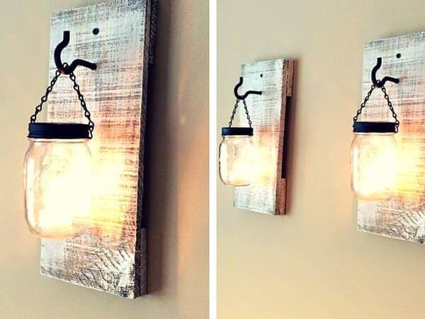 Diy Pallets And Mason Jar Lamps