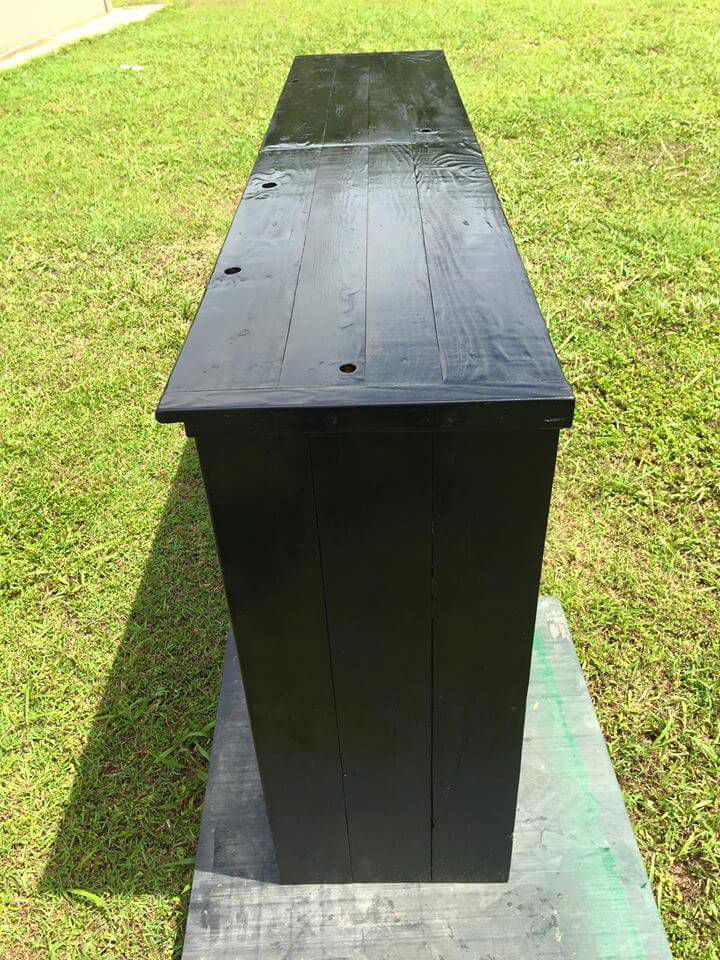 handmade pallet black painted pallet media console