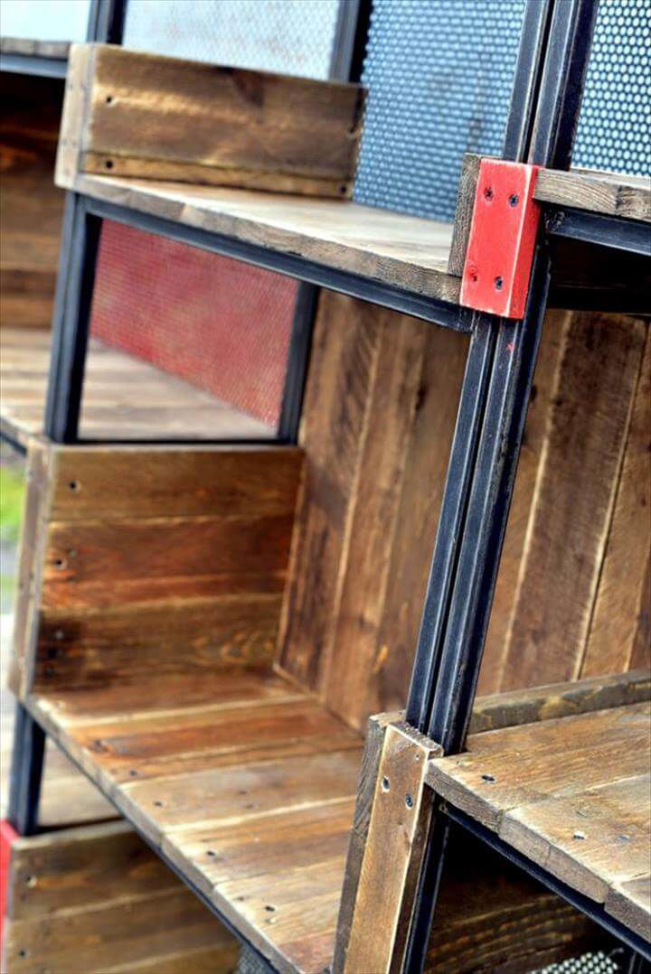 pallet and steel shelves