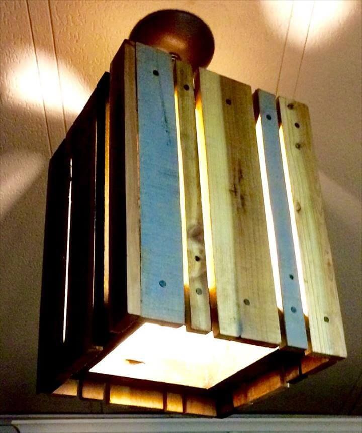 upcycled pallet pendant light