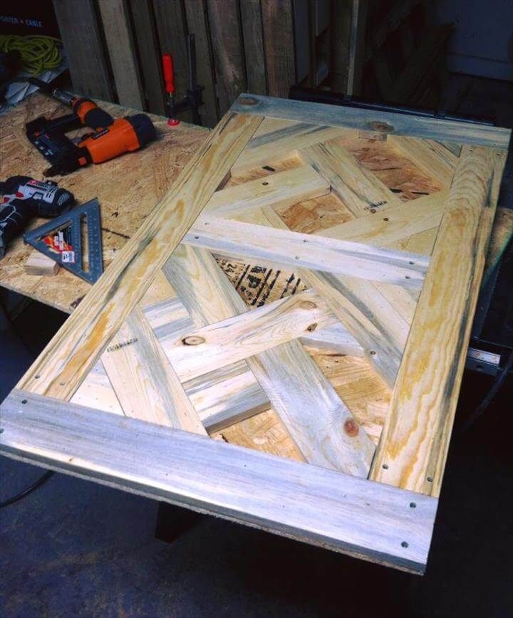 handcrafted wooden pallet and plywood coffee table