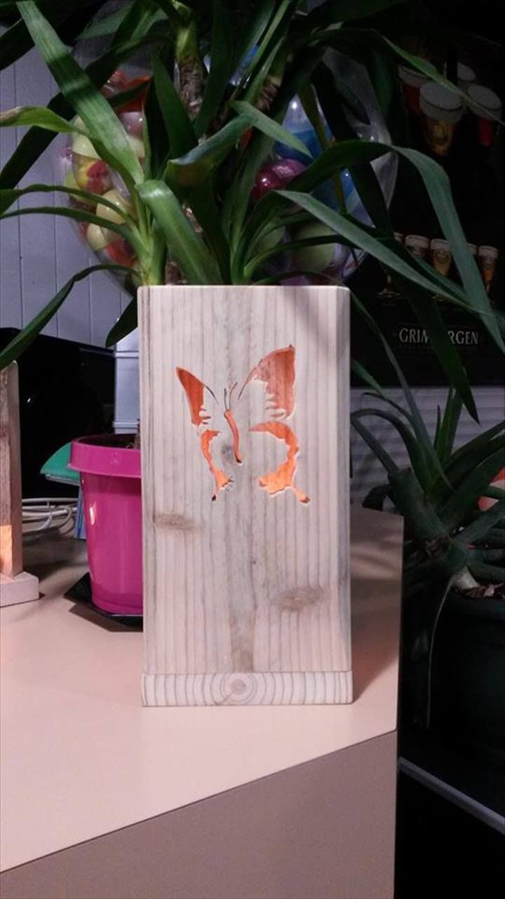 self-made pallet butterfly light lamp