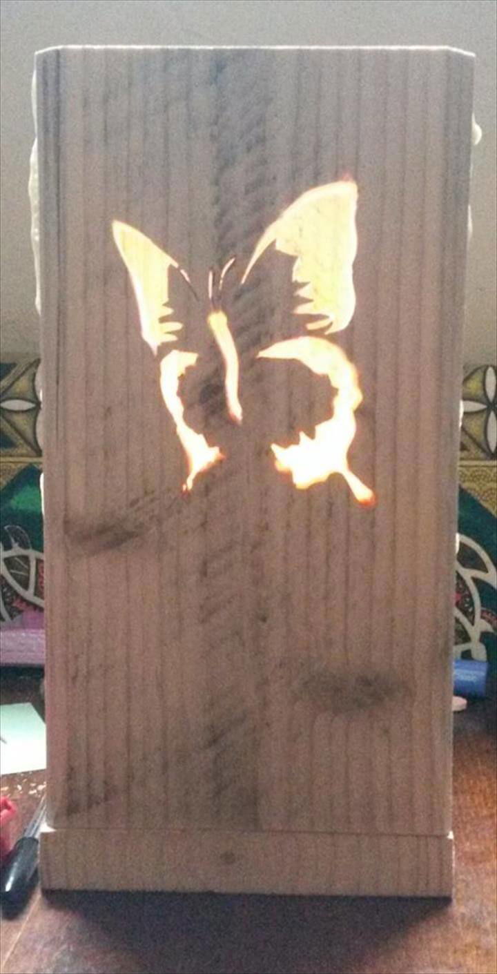 wooden pallet butterfly lamp