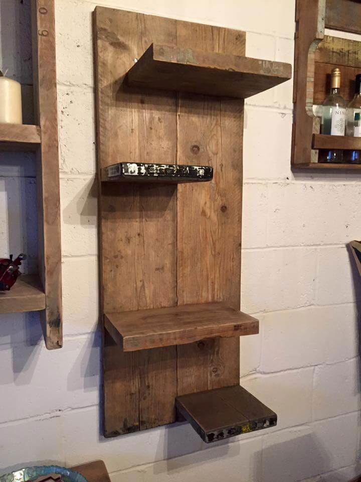 Wooden pallet wall mounted shelf unit