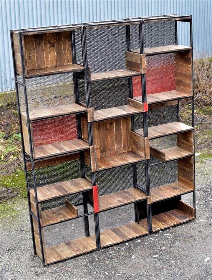Reshaped pallet and steel shelves