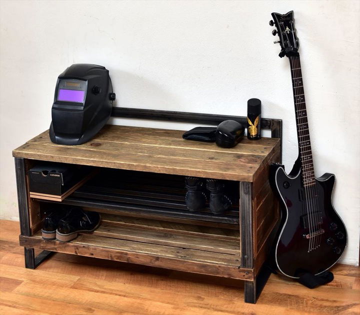 recycled pallet industrial shoe rack