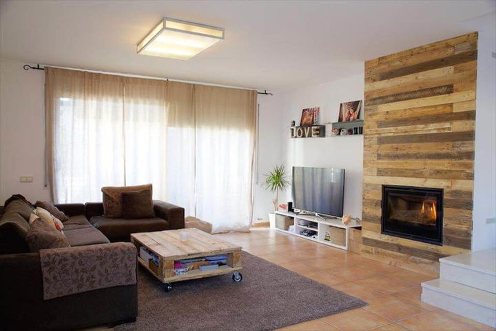 Repurposed pallet wall