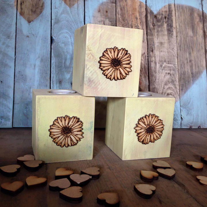 pallet sunflower tealight holders