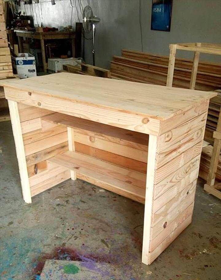 recycled wooden pallet desk
