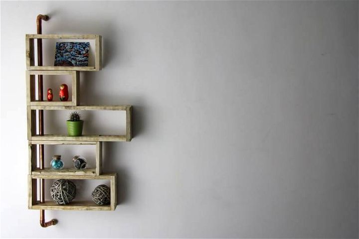 pallet and old metal pipe display shelves
