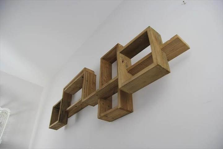 recycled pallet art style wall shelves