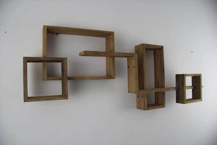 rustic pallet art style geometrical shelves