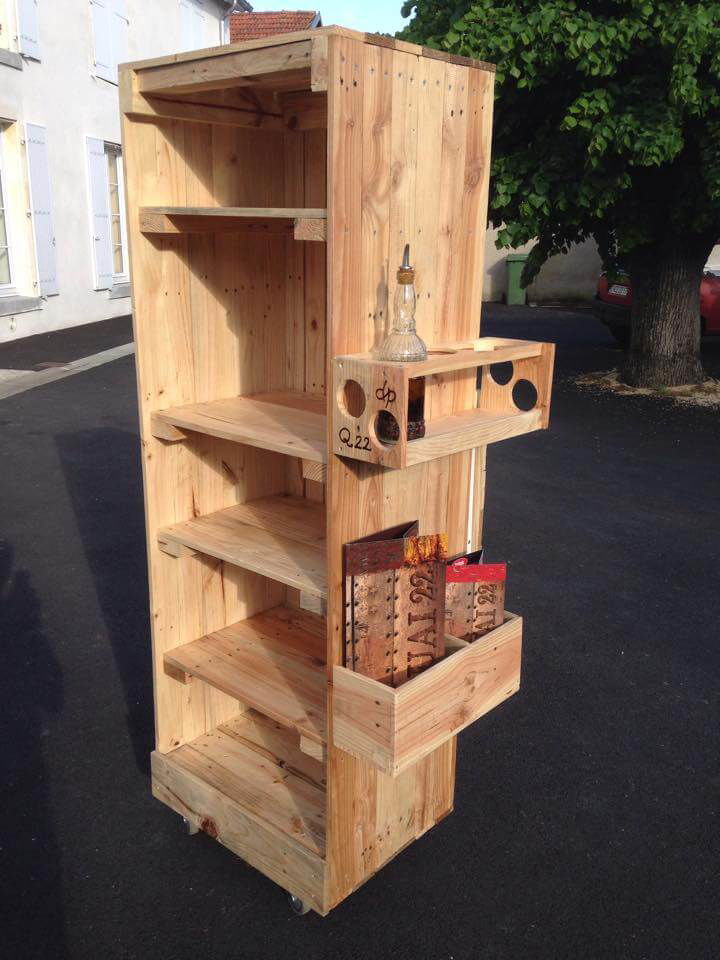 handcrafted wooden pallet beverage bottle rack
