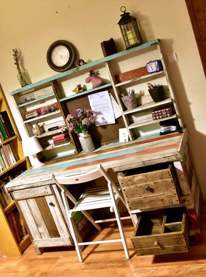 Recycled pallet study desk or table