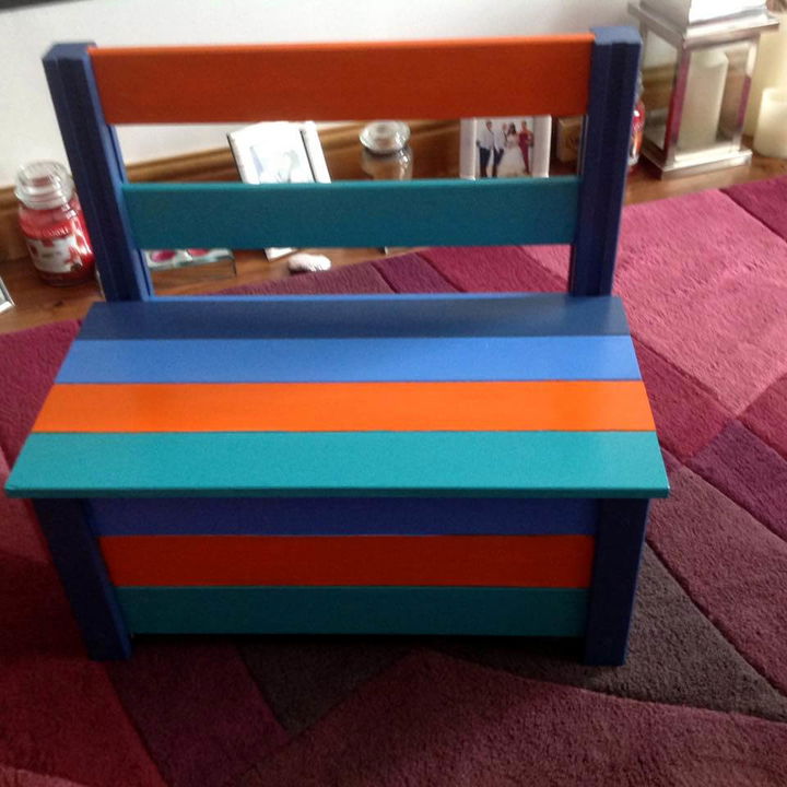repurposed pallet painted kids chair with storage