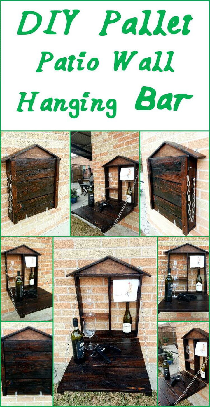 Diy Pallet Patio Wall Hanging Bar