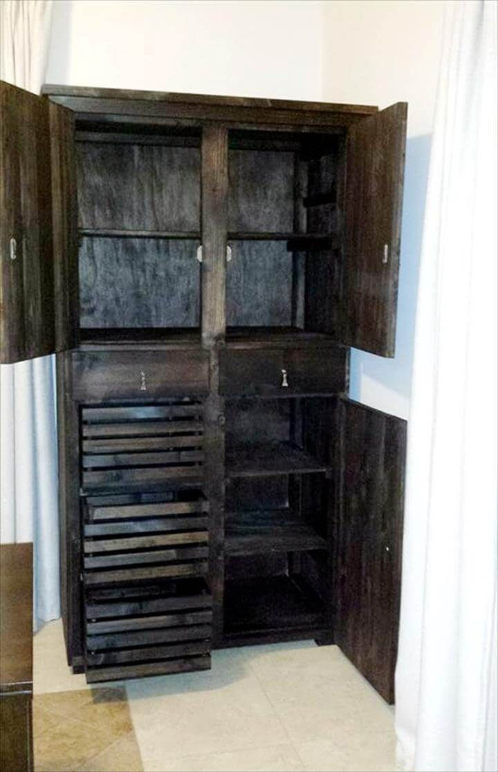 recycled pallet black painted cupboard