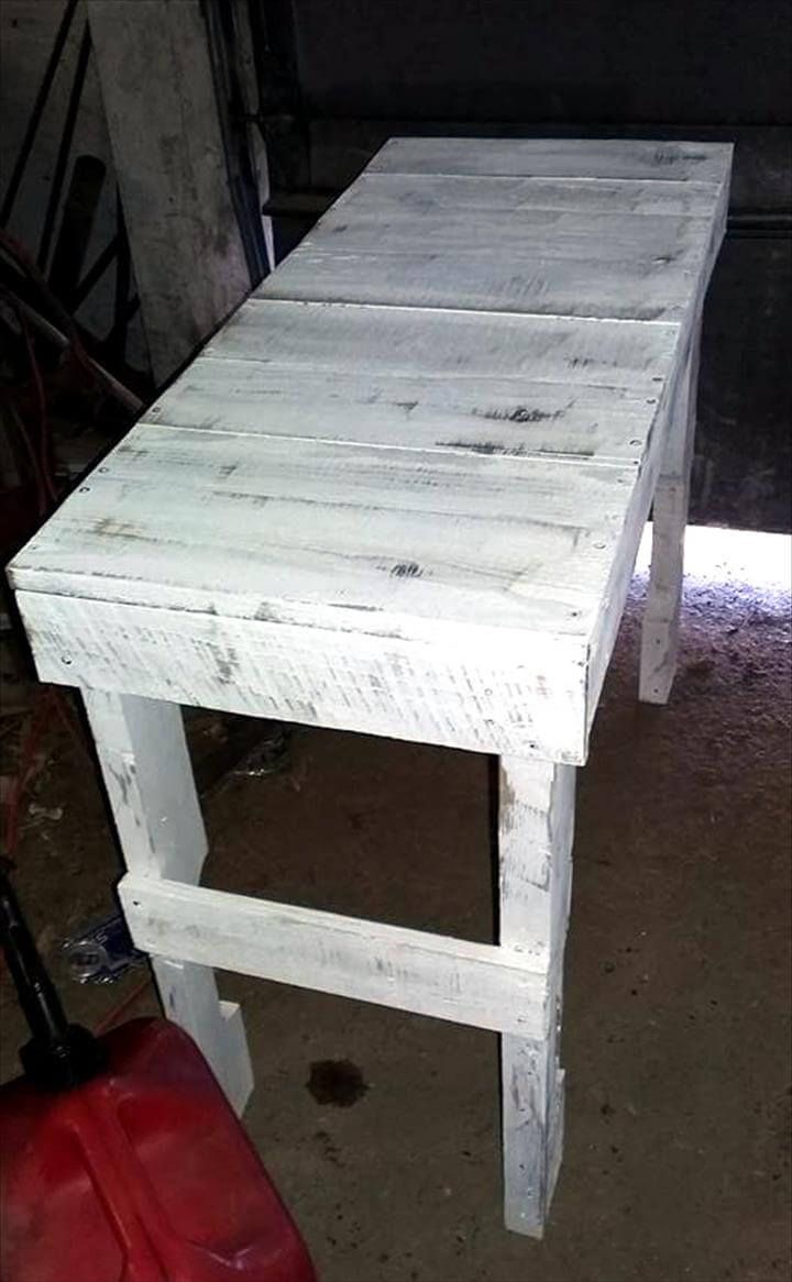 recycled pallet white table