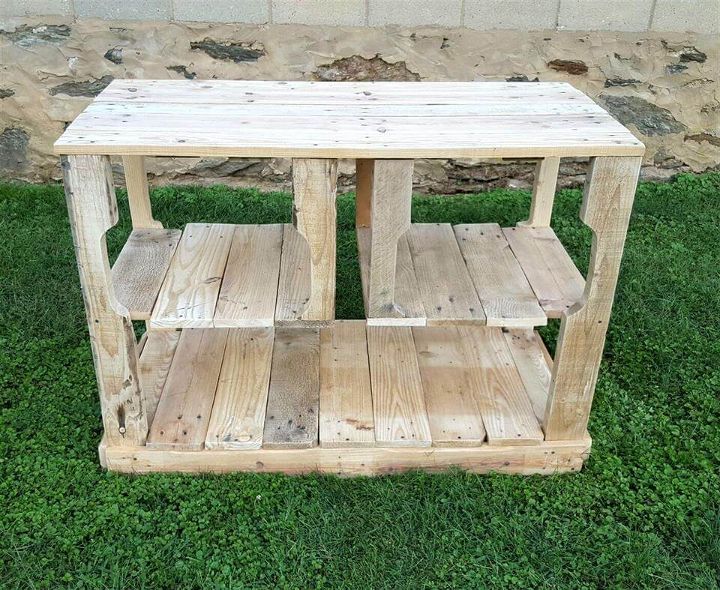 antique wooden pallet kitchen island and media console