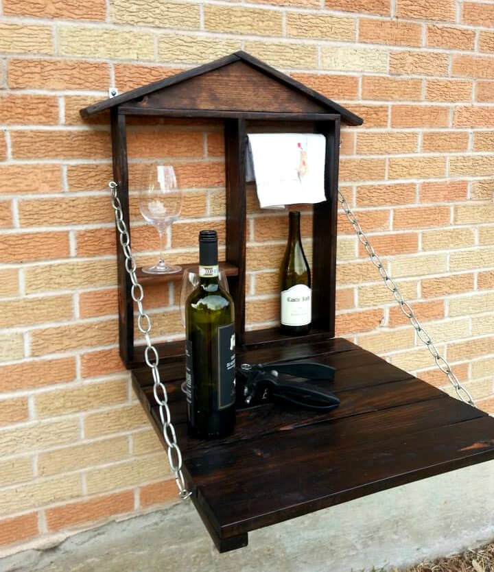 recycled pallet patio folding down bar
