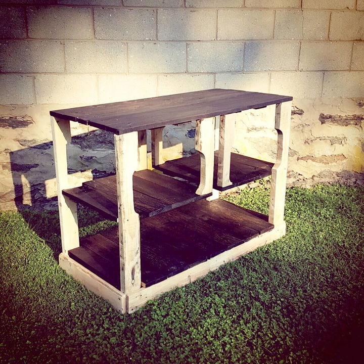 handcrafted wooden pallet dual toned kitchen island or media console