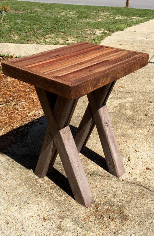 recycled pallet butcher block style end table